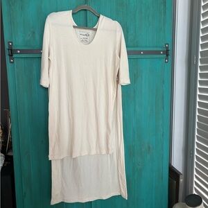 Free People Cream High-Low V-Neck Tunic